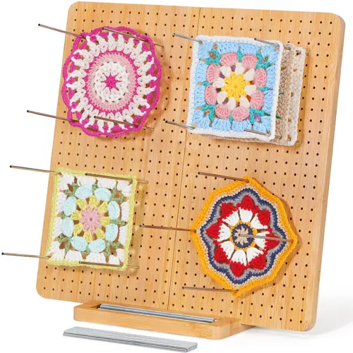 Lifewit Bamboo Crochet Blocking Board - Crocheting Supplies, Stackable 5" (12.7 cm) Smooth No-Burr Long Steel Pins, Rounded Edges, Stable Construction, Natural Handcrafted Bamboo Craft Tool, Ultimate Gift for Knitting Enthusiasts