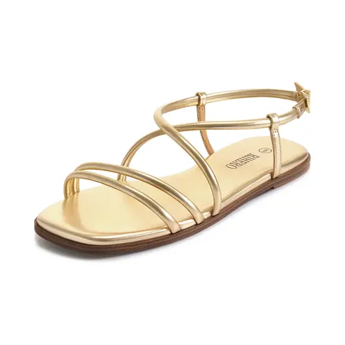 Women's Casual Strappy Sandals, PU Leather Lace-Up Flats with Comfortable Cushioned Insole and Open Toe for Summer Walking, Walking Shoes, Sandals Women, Women's Sandals,back to school,back to school haul