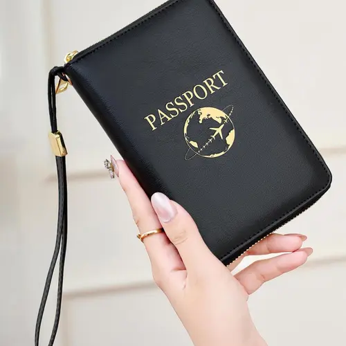 Solid Color Passport Case with Card Slot, PU Leather Passport Holder with Wristband, Modern Style Passport Case for Women & Men, Passport Cover, Passport Protector, Travel Essentials #GLOBAL PICKS
