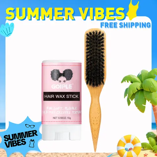 Goiple Boar Bristle Wooden Hair Brush, Slick Back Tool for Smoothing Baby Hairs, Self Care Products for Men’s Natural Grooming & Health