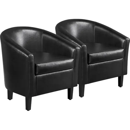 Yaheetech Faux Leather Accent Club Chair - Artificial Leather Barrel Arm Chair, Foam Fill Cushions for Every Day Sitting, 19" Wide Seat for Unwinding, Adjustable Pads, Water-Resist Coat for Living Room Bedroom