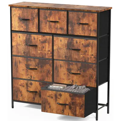 Sweetcrispy 9-Drawer Multifunctional Dresser - Modern Indoor Cupboard with Steel Frame, Wood Top, New Color, Deep Sliding Drawers, Room Storage Organizer Storage for Bedroom Apartment Furniture Organization