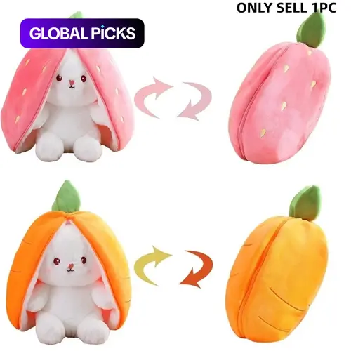 18cm/7.08in Bunny Plush Toy, Soft Stuffed Animal, Cosplay Strawberry Carrot Rabbit Pillow Toy, Kawaii Stuffed Animal Bunny Toy for Valentine's Day and Easter Gifts, Huggable Stuffed Animal #GLOBAL PICKS