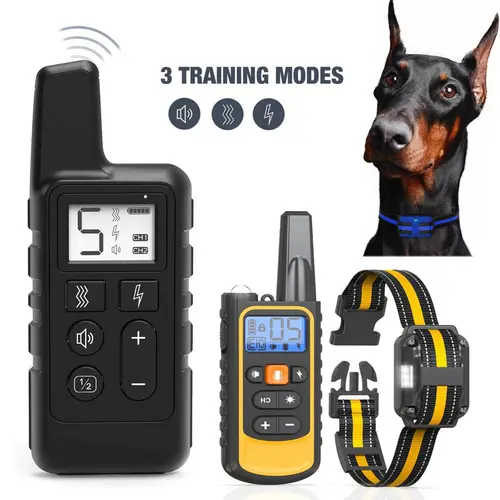 Dog Training Collar - IP67 Waterproof Rechargeable Lithium Battery e-Collar with Remote Control, Adjustable 3 Modes (Beep, Vibration), Universal Fit for Behavior Correction, Indoor & Outdoor Use for Small Medium Large Dogs
