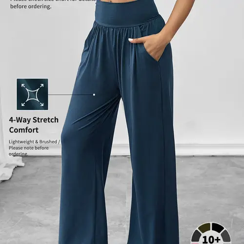 Women's Solid Wide Leg Pants, Casual Comfy Loose Trousers for Outdoor Sports, Ladies Bottoms for All Seasons, Minimalist, Casual Style Bottoms
