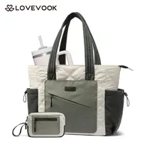 LOVEVOOK Laptop Tote Bag for Women, Large Quilted Puffer Tote bag with Four Cup Holders, Work and Travel Shoulder Bag, Lightweight Puffy bag, Nurse Handbag DealsForYouDays