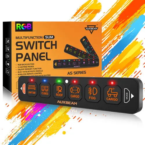 AUXBEAM AS Series 6 Gang RGB Slim Waterproof Switch Panel, Car Switch Control, Offroad Car Lighting Accessory, Outdoor Use Gift for Father toolupgrade