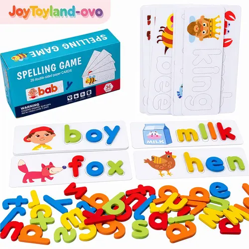 See And Spell Learning Toy Set - Mixed Flash Cards, Toddler Learning Activities, Christmas Gift Ideas for Kids, Educational Language Matching Letter Spelling Game Tools