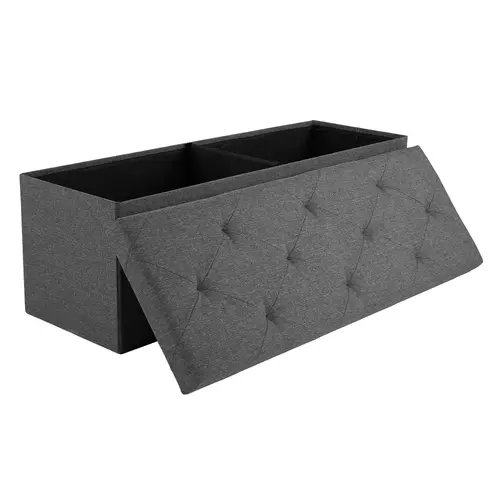 Upholstered Storage Ottoman Bench - Padded Seating Furniture, Folding Stool, Storage Chest, End-of-Bed Piece, Foot Rest Stool for Bedroom & Living Room