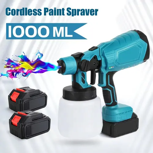 Cordless Paint Sprayer,2 * 21V 3.0Ah Batteries Paint Sprayer, Power Paint & HVLP Sprayer Gun,Battery Powered Paint Sprayer,1000ML Container, 3 Spray Patterns for Painting Ceiling,Fence