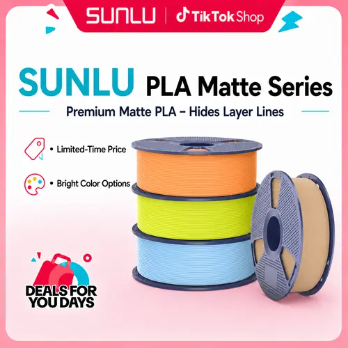 SUNLU Matte PLA 3D Printer Filament - 1KG Roll, 1.75mm Diameter, Corn Starch-Based, Neatly Wound, Compatible with 3D Pens