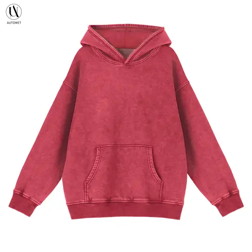 AUTOMET Women's Acid Wash Oversized Hoodie Sweatshirt - Long Sleeves Basic Casual Cozy Top, Minimalist Cute Unisex Relaxed Athletic Warm Spring Streetwear (Fresh Red, 1 Piece), Tops for Women, Baggy, Women's Fashion,back to school,back to school shopping