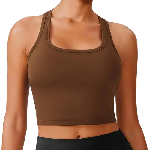 Pinspark Sports Bra Longline Racerback Tank Tops for Women Padded Workout Yoga Top OutdoorFun tiktokshopbacktoschool,back to school,back to school haul sohochic