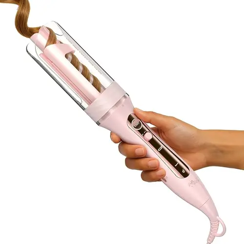 ZAVAREA Pink Automatic Rotating Curling Iron with 360° Anti-Scald Design & 100 Million Negative Ions for Salon-Quality Curls Safe for Kids & Adults Even Heat Distribution Loose Waves Tight Coils, ,TikTokShopBlackFriday MothersDayGift summerwins