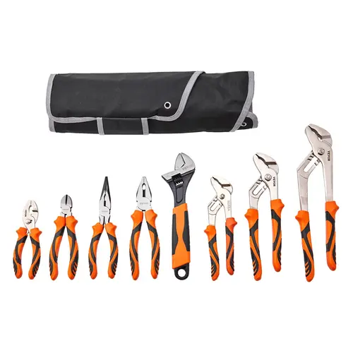【Summerfinds】VEVOR 8-Piece Pliers Set, High Carbon Steel, 12"/10"/8" Groove Joint Pliers, 8" Linesman's Pliers, 6" Slip Joint Pliers, 8" Long Nose Pliers, 6" Diagonal Cutter, 10" Adjustable Wrench, and Tool Bag