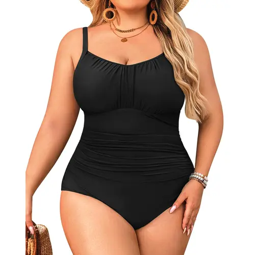 Aqua Eve Plus Size Swimsuit for Women Tummy Control One Piece Bathing Suit Vintage Swimwear