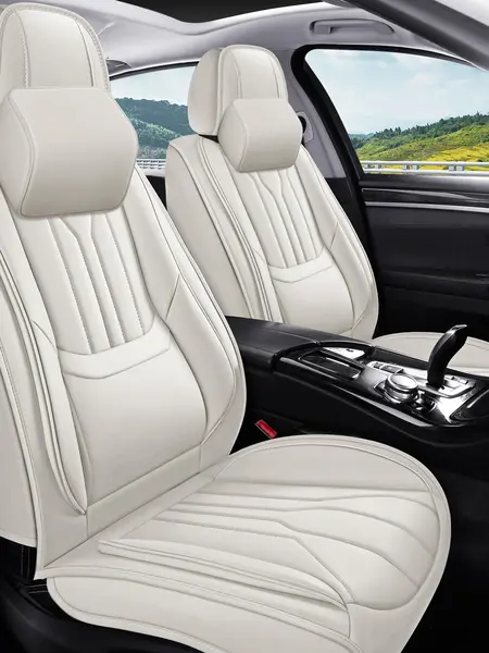 OTOEZ Waterproof Luxury Nappa Leather Car Seats Covers 5PCS Full Coverage Airbag Compatible Universal Fit for Cars SUVs Girly Cars Accessories Car Decor Interior
