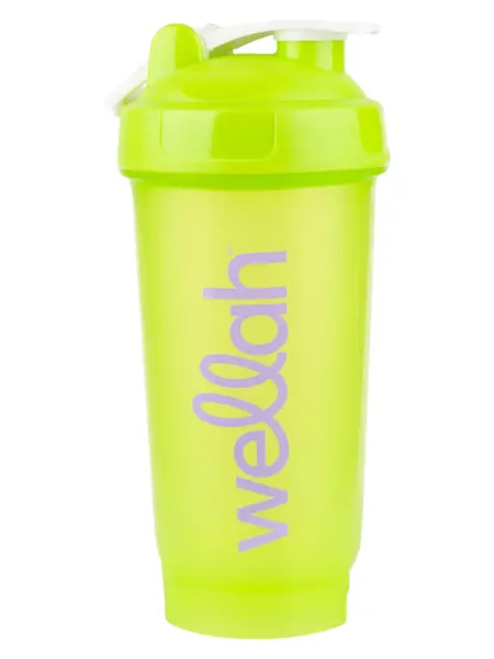 Wellah Green Shaker Bottle - A Grid insert designed to help dissolve your powder supplements.