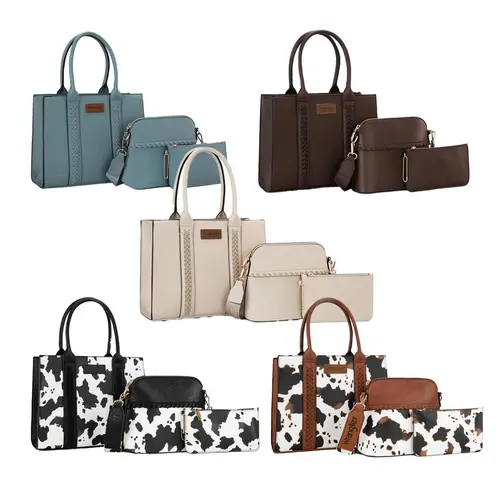 Wrangler 3Pcs Purses for Women Tote Bag Crossbody Handbag Sets with Strap 3 Sets