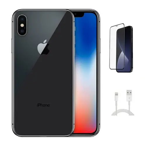 Refurbished Apple iPhone X(Unlocked)-Excellent Condition with Tempered Glass Screen Protector & 1 Year Warranty  A1865