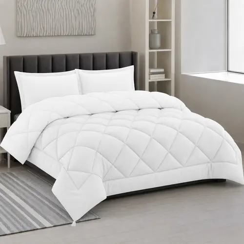 LDC LUX DECOR COLLECTION 3-Pcs Comfy Bedding Set - Twin Size, Reversible Use, All-Season Fluffy Comforter with Soft Breathable Filling, Easy Care Duvet Insert, Sham