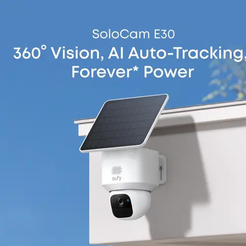 eufy Security eufy SoloCam E30, Solar Powered, 360° Pan, AI Tracking, 2K Clarity, Security Cameras Wireless Outdoor, Camera, Outdoor Camera, HomeBase S380 Compatible, No Monthly Fee, Camera Security, Micro Sd