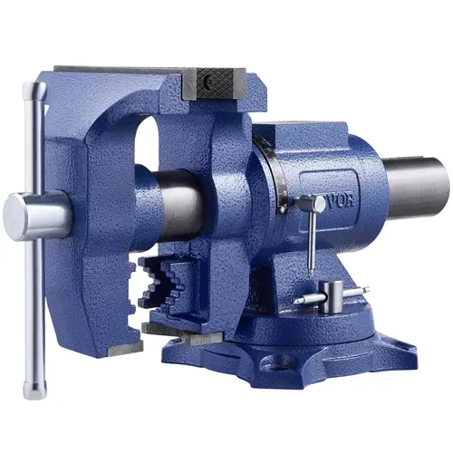 【Summerfinds】VEVOR Heavy Duty Bench Vise, 6-1/2" Jaw Width, 5" Max Jaw Opening Multi-Purpose Ductile Iron Bench Vise with Anvil, 360° Swivel Base Head, 3" Throat, 5620 lbs Clamp Force, for Pipe Repairing Metalworking