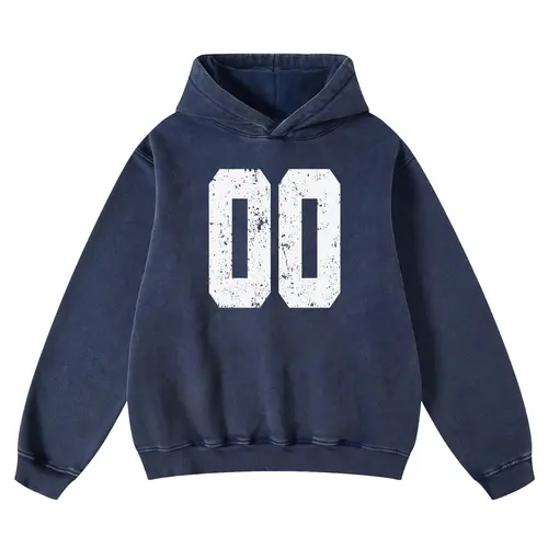 FAIABLE Acid Washed Vintage Print Number Women's Hoodie Oversized Fade Craft Long Sleeve Pullover Oversized Hoodie Wash Plush Cotton Hooded Sweatshirt Fleece Hoodies Cute Long Sleeve Preppy Sweatshirts Fall Oversized Pullover Hooded Tops