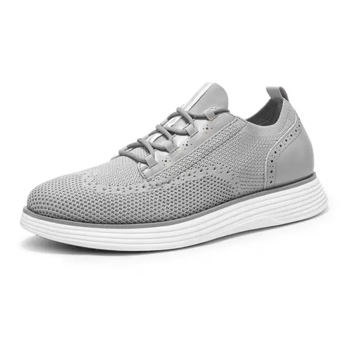 【BRUNO MARC Anniversary】 MaxFlex Suite Craft Men's Knitted Smart Casual Vegan Leather Oxford Sneakers - Laced, Round-Toe, Brogue Detail, MD Rubber Outsole, Low-Cut, Dressy Footwear for Walking, Masculine Shoe
