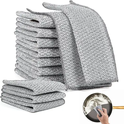 2025 Non-Scratch Wire Dishcloth - Multipurpose Hand Scrubber, Double-Layer Steel Cleaning Cloth for Kitchen Wet/Dry Use, Ideal Home Care Gift