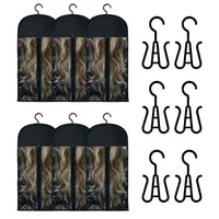 6PCS Wig Storage Bags with Hanger, 23.6" x 11.8"Wig Storage for Multiple Wigs,Breathable and Easy Carry Home Hair Travel Use Black Wig Organizer,dorm essentials,home essentials