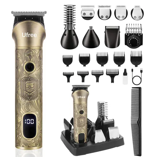 Ufree All-in-One Beard Trimmer for Men, Cordless Electric Razor Shaver, Multifunctional Barber Hair Clippers for Hair Cutting, Mens Grooming Kit for Body, Nose, Head, Face, Mustache and Bikini, Gifts, Rechargeable, Cordless Clippers Set,