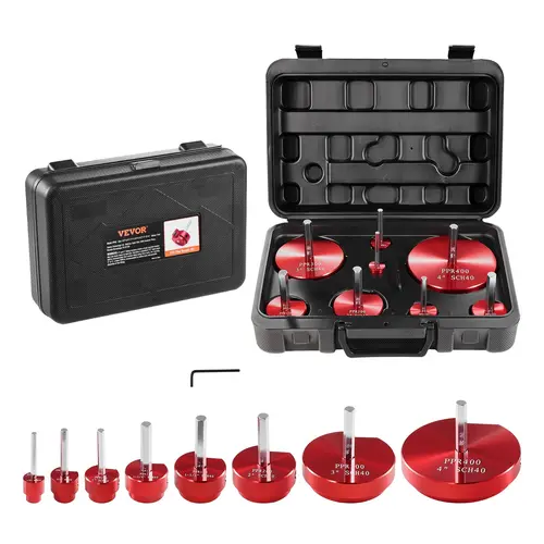 【Summerfinds】VEVOR Aluminum Alloy PVC Pipe Reamer Kit, Multi-Size Socket Saver for SCH 40 PVC/ABS/CPVC Fit, 1/2"-4" Sizes for Water Lines, Pipeline Repair Tool Storage Kit, Plumbing Work Tool for Swimming Pools