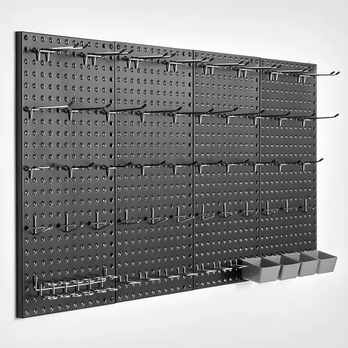 【Summerfinds】VEVOR Heavy Duty Metal Pegboard Set, 4 x 24"x12" Pegboard Panels with Accessories, Wall Mount Racks for Garage Tool Storage & Home Organization, Easy Hanging Installation