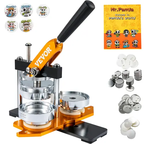 【Summerfinds】VEVOR 3-in Custom Badge Maker Machine Kit, 75mm Handheld Button Punch Press with 500pcs Button Parts, Circle Cutter, Magic Book, Animal Shaped Badges for Children DIY Gifts, Friends, Wife, Holidays (Sewing Accessories)