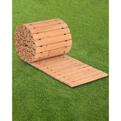 【Summerfinds】VEVOR Cedar Wood Garden Pathway, 16 ft L x 17 in W Non-Slip Straight Roll Out Walkway with Wire Rope Connection, Patio & Beach to Backyard Decorative Paver for Weddings