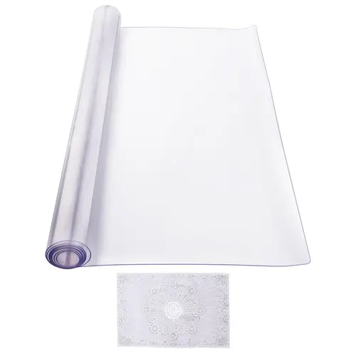 【Summerfinds】VEVOR 40x80 Inch 2.0mm Thick Plastic Table Cover, PVC Desk Mat, Kitchen Household Products, Waterproof Easy-Clean Pad, Burnresistant Hot Cup Ready, Fits Wood & Textured Tops, For Office Dining Room Use, Heat‑Resist Top