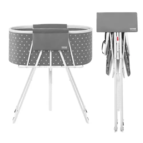 VEVOR Foldable Elevated Grey Metal Dog Bathtub - Sturdy Portable Clean Bathtub for 10-65 lbs Small Dogs, Grooming Station with Triangular Legs, Drain Hose, Space-Saving for Outdoor Patio Showering