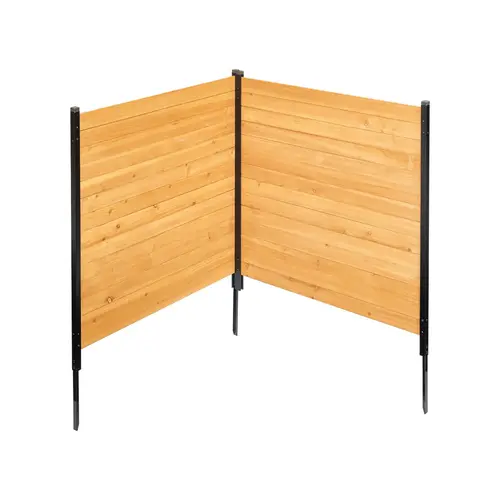 VEVOR 38" W x 42" L Premium Wood Privacy Fence (2-Panel), Natural Outdoor Garden Decor with Sturdy Metal Stakes, Flexible Configuration, U/L Shapes, Easy DIY Installation to Enhance Privacy, Hide AC Unit/Trash Can for DIY Users, Natural Solid Wood