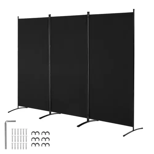 VEVOR Room Divider,  3 Panel Room Divider, Folding Privacy Screen and Portable Partition Divider for Room Separation, Freestanding Room Partitions for Office, Bedroom, Study, Black,dorm essentials,home decor