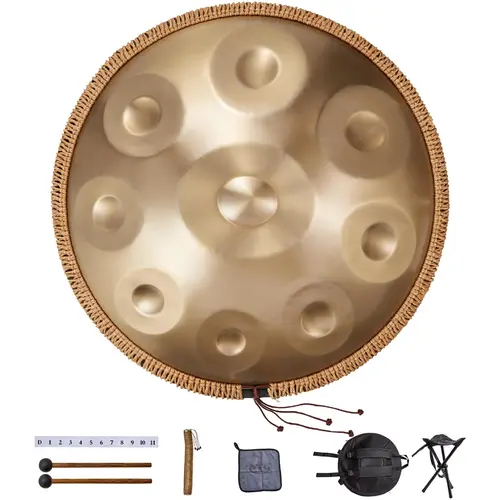 VEVOR Handpan Drum,  22 in & 9 Notes, D Minor Hand Drum, Hand Pan Drum Instrument with Mallets, 440Hz Handpan Stand & Carry Bag, Steel Healing Sound Drum, Percussion Instruments for Adults Beginners
