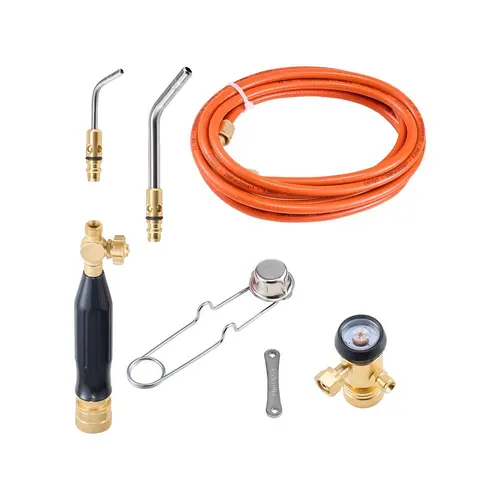 【Summerfinds】VEVOR Heavy Duty Air Acetylene Torch Kit - Gas Tools, Welding & Brazing Tool with 149in Hose, 2 Welding Tips, CGA200 Regulator, Torch Handle (No Gas Cylinder) for Home DIY, Industrial Use,dorm essentials,home essentials