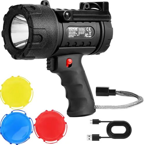 VEVOR Rechargeable LED Spotlight Flashlight - 1000 LM High Lumen Tactical Light, Portable EDC Lighting for Home Improvement, Father's Day Gift, Tactical Accessories, LED Portable Torches, Rechargeable Battery Torches