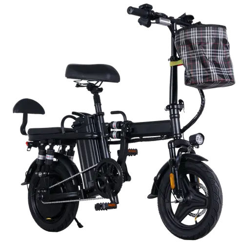 A9 48V/16Ah Folding Electric Commuter Bicycle for Adults, 14" Urban City Ebike, 10 Shock Absorptions, Time Trial Bike Handlebar Bag