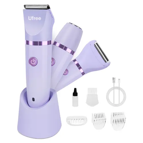 Ufree Women's 3-in-1 High Quality Bikini Trimmer - IPX7 Waterproof Cordless Intimate Pubic Trimmer, Rechargeable Shaver for Women for Bikini Hair Removal, Body Grooming Gift
