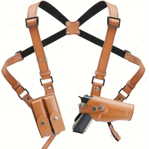Utility Vertical Shoulder Strap Gun Holster with 2 Magazine Pockets - Concealed Carry Accessory, Fits Most Handguns, Hunting & Climbing Sports Gear