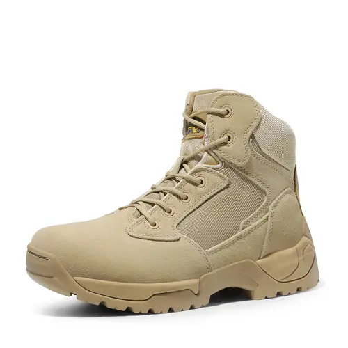 NORTIV 8 Men's Military Tactical Work Protective Shoes - Ankle-High Suede & Fabric Work Safety Shoe with Side Zipper, Padded Closed Walking Footwear for Outdoor Use