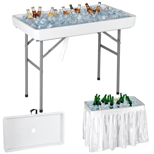 Segawe 40in Multi-Purpose Foldable Picnic Folding Table - Lightweight Fill-and-Chill Cooler with Large Sink, Drain Plug, 5L Bucket, Removable Skirt, Simple Fold, Ready to Serve for Outdoor Camping, BBQ