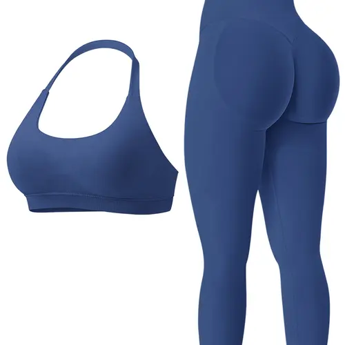Women's Breathable High-Stretch Sporty Two-Piece Set, Gym Sets, Gym Exercise Activewear, Workout Gym Clothing, Workout Running Clothes, Seamless Backless Sports Bra & Stretchy Leggings, Suitable for Running and Fitness, Fitness Outfit, Sportswear Set