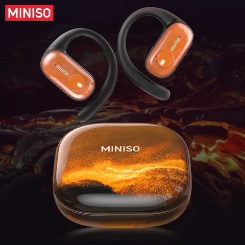 MINISO MS185 OWS Open Ear Wireless Headphones, Quicksand Luminous HIFI Stereo Earbuds with Microphone, IPX5 Waterproof Sports Headphones for Mobile Use, Camera-Compatible Noise Cancellation Bluetooth Audio Headset